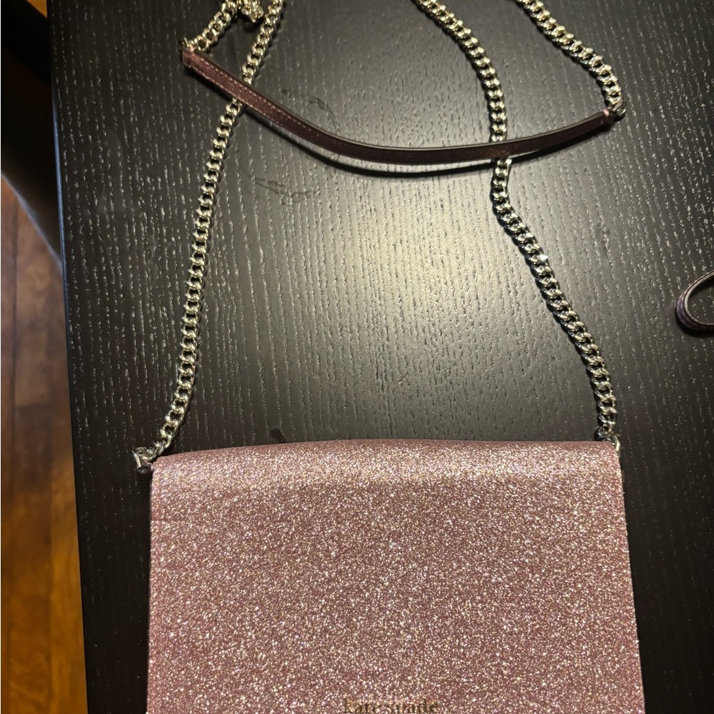 Kate Spade Pink Glitter Purse with Chain Strap